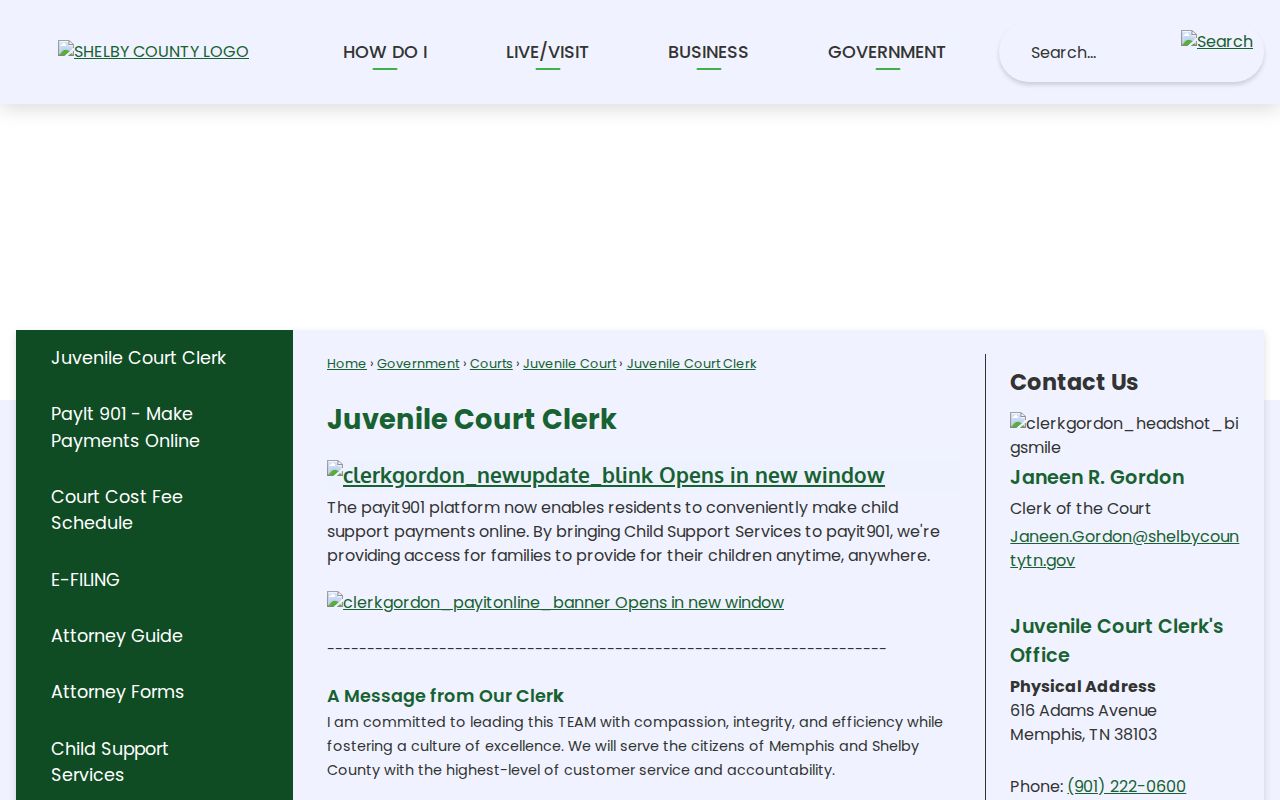 Shelby County warrant access limits and Juvenile Court Clerk contact
